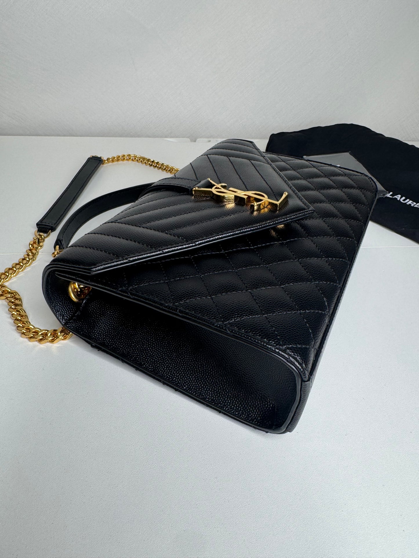 YSL Medium Envelope Grained