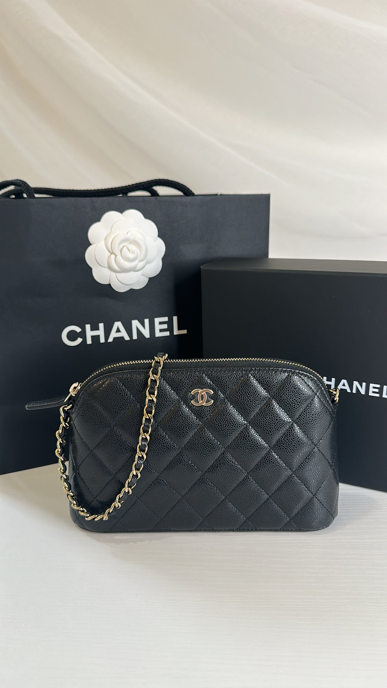 Chanel Caviar Classic Clutch on Chain