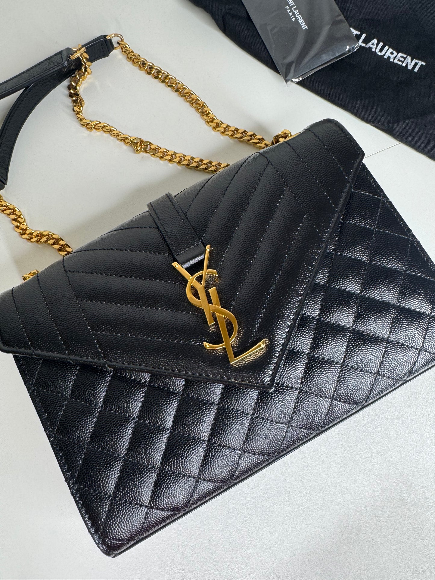 YSL Medium Envelope Grained