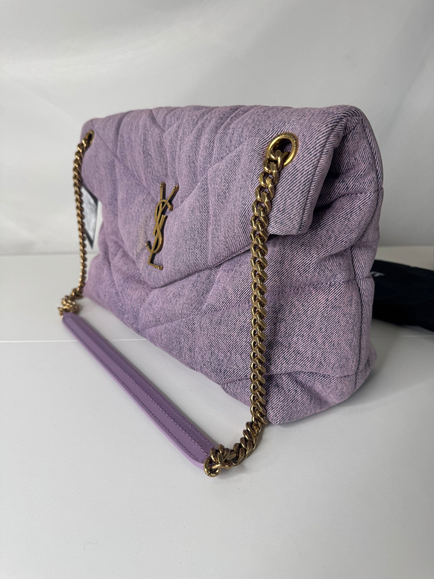 YSL Denim Puffer Purple GHW