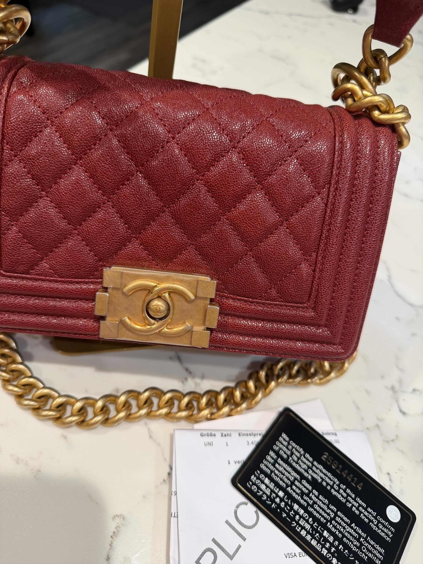 Chanel Caviar Boy Small Burgundy
