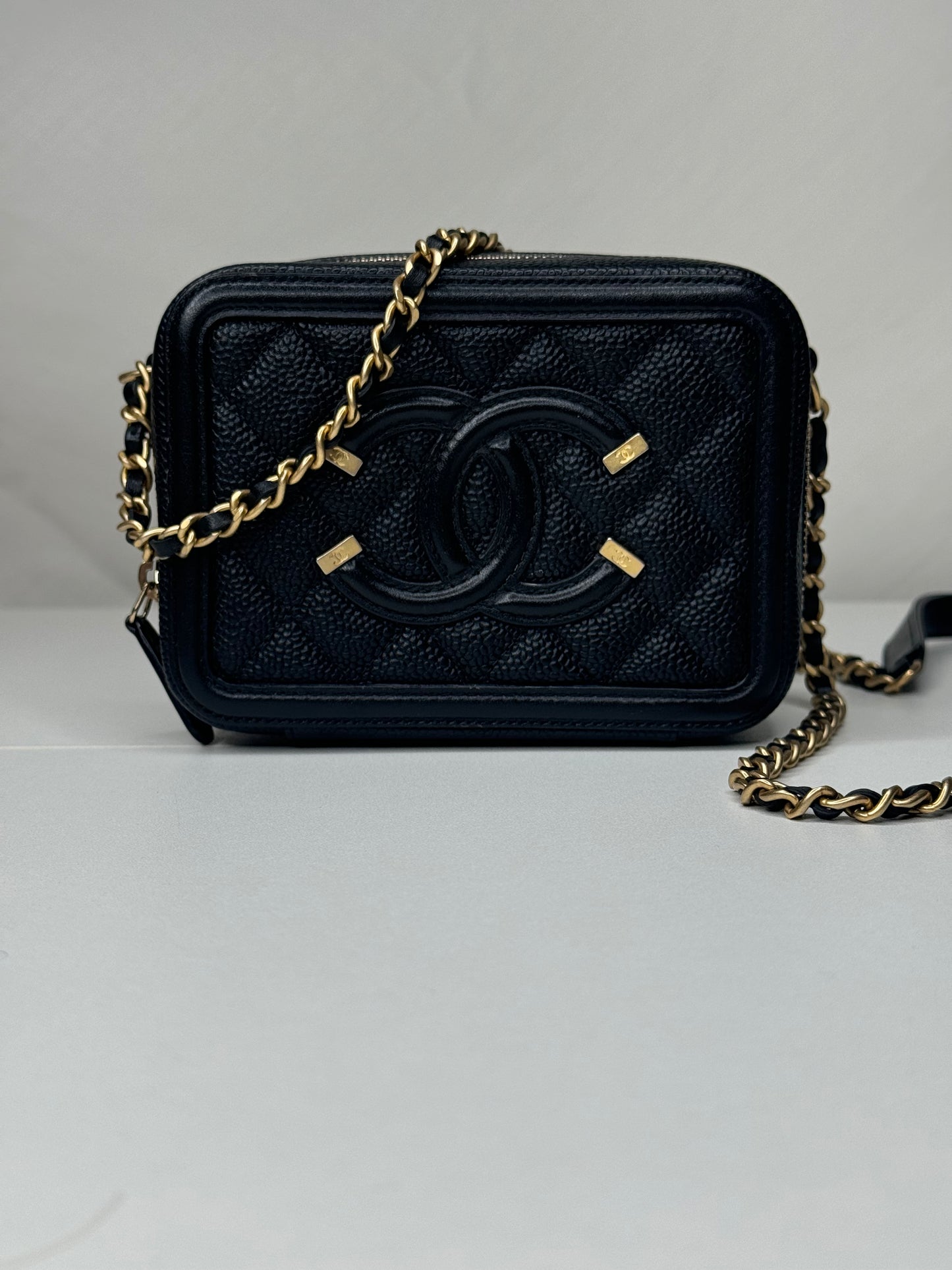 Chanel Caviar Vanity Clutch with Chain