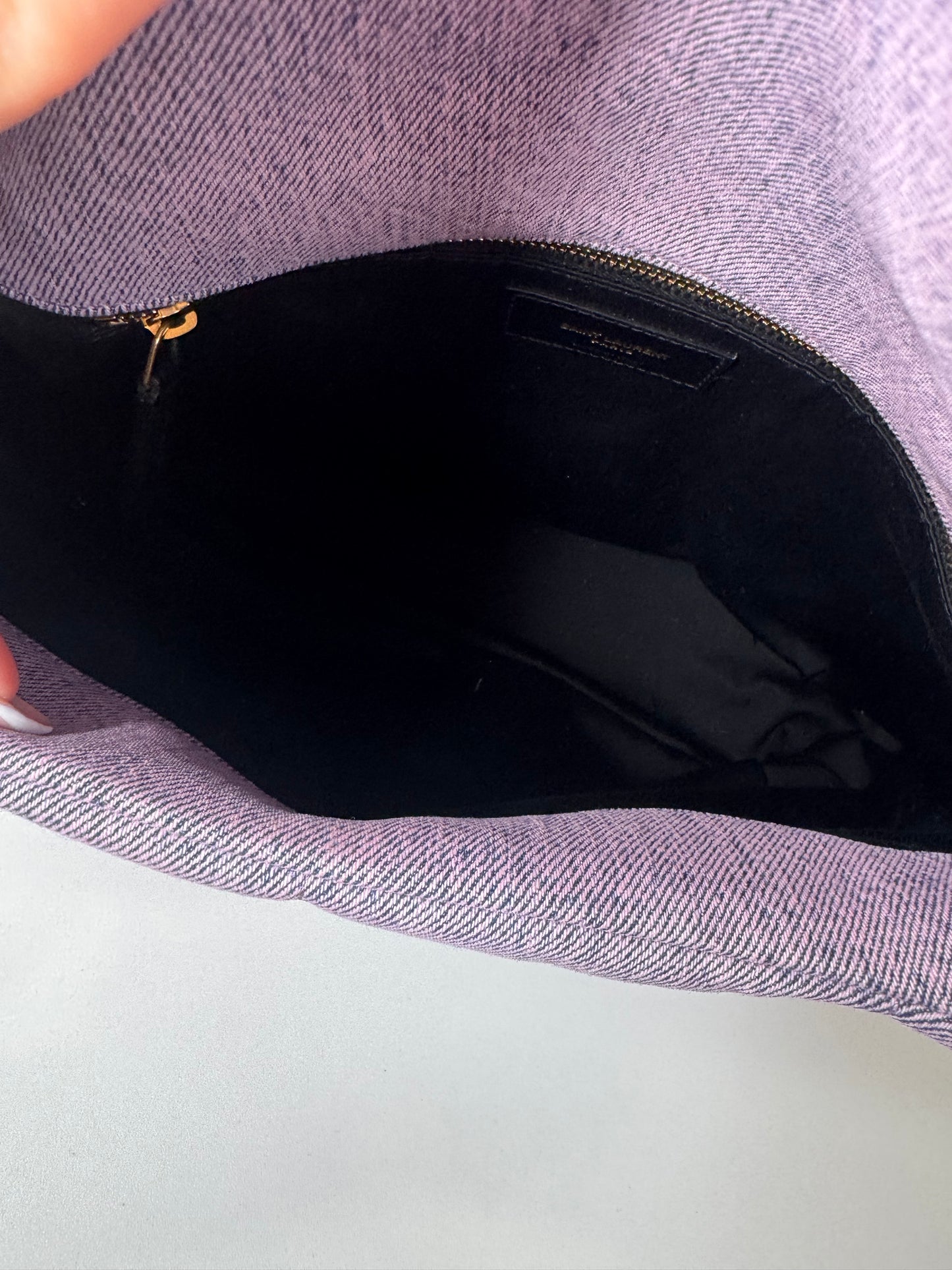 YSL Denim Puffer Purple GHW