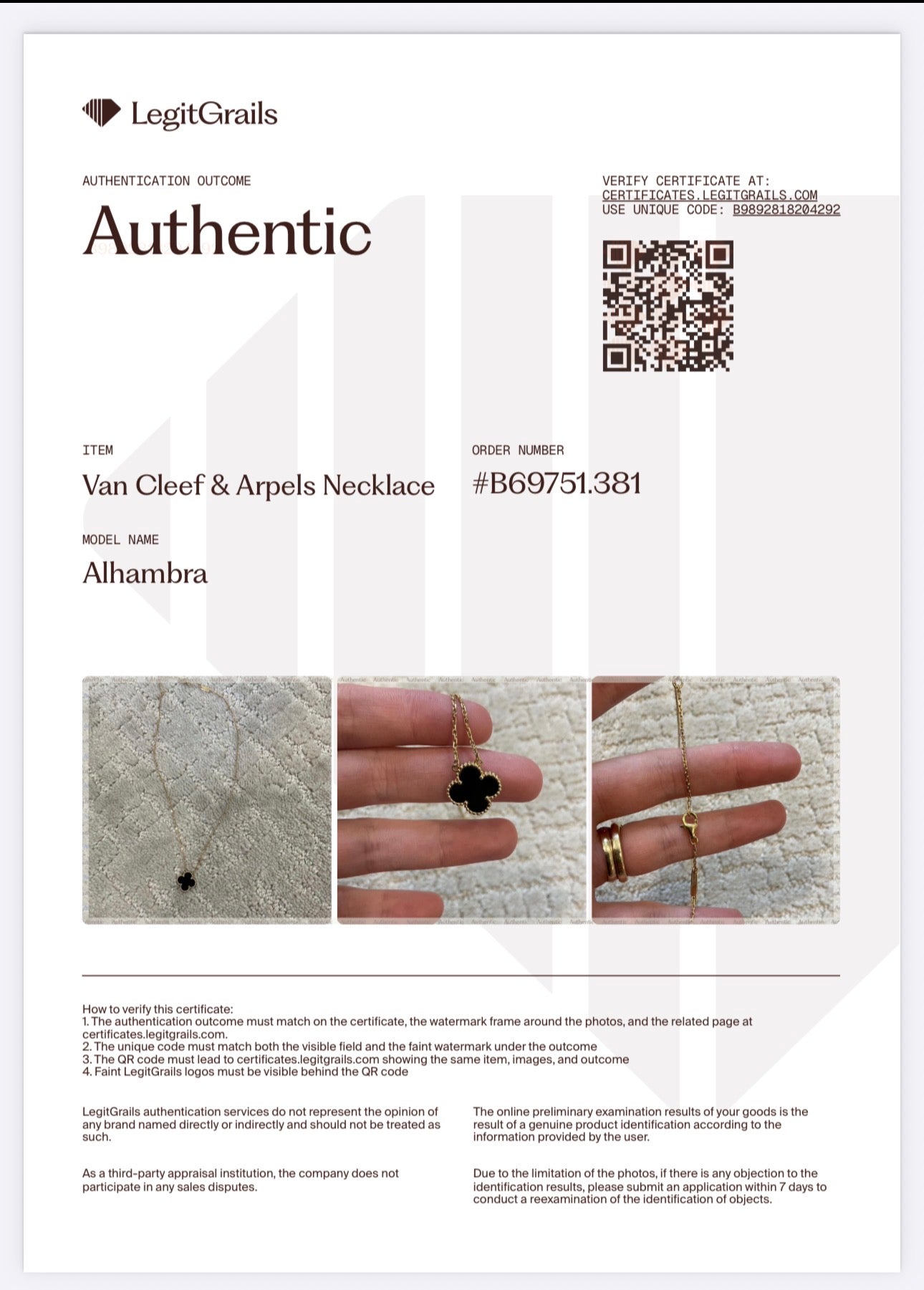 VCA Vintage Onyx Necklace (rewaffle)
