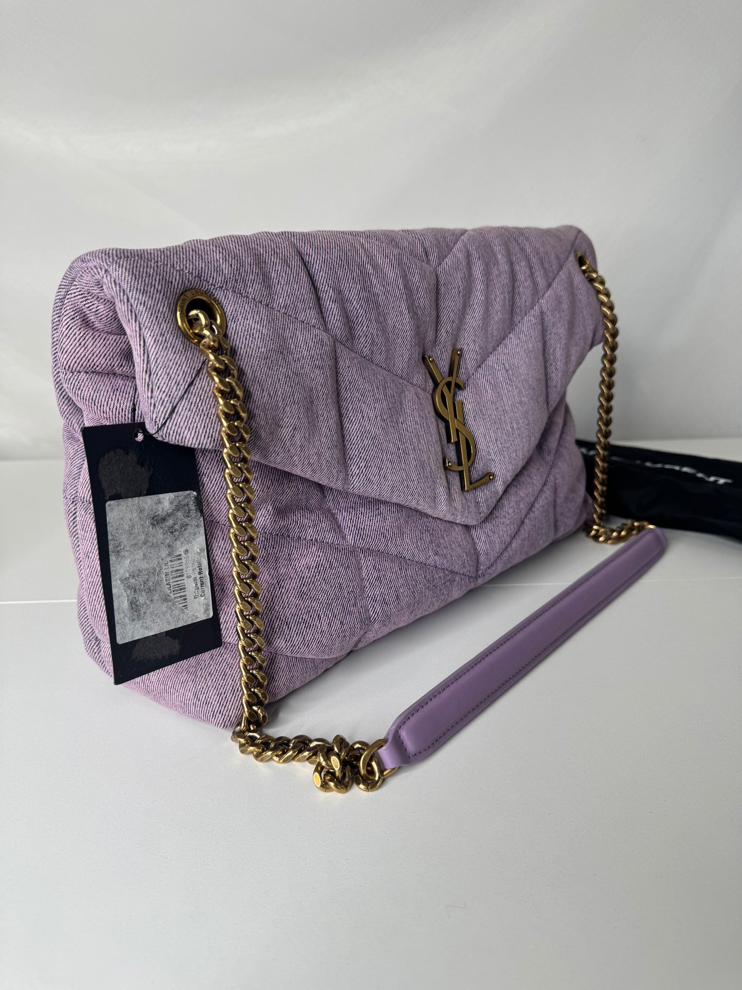 YSL Denim Puffer Purple GHW