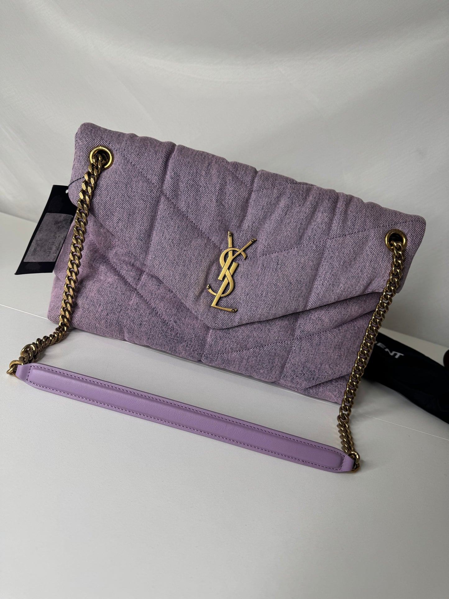 YSL Denim Puffer Purple GHW
