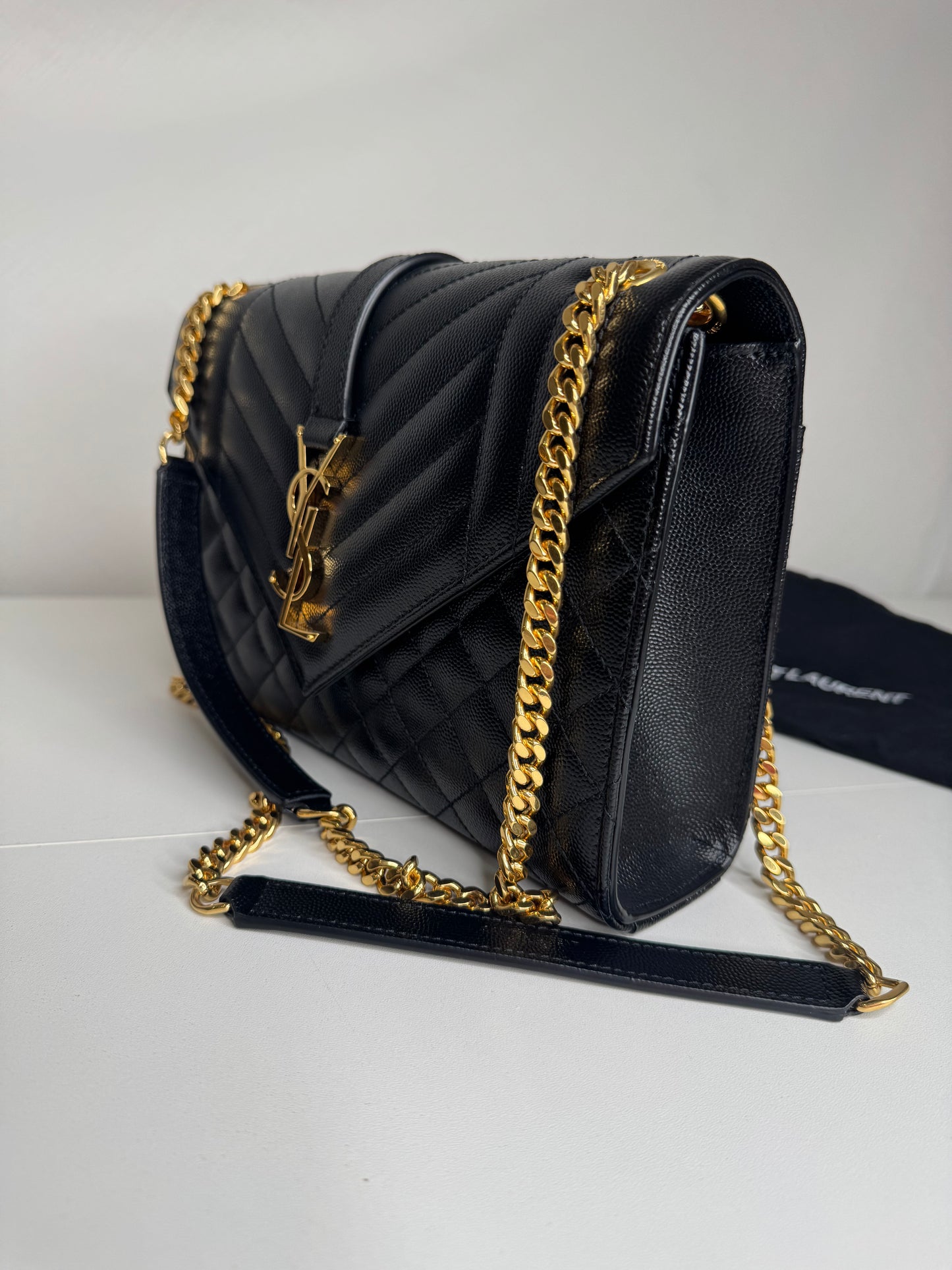 YSL Medium Envelope Grained