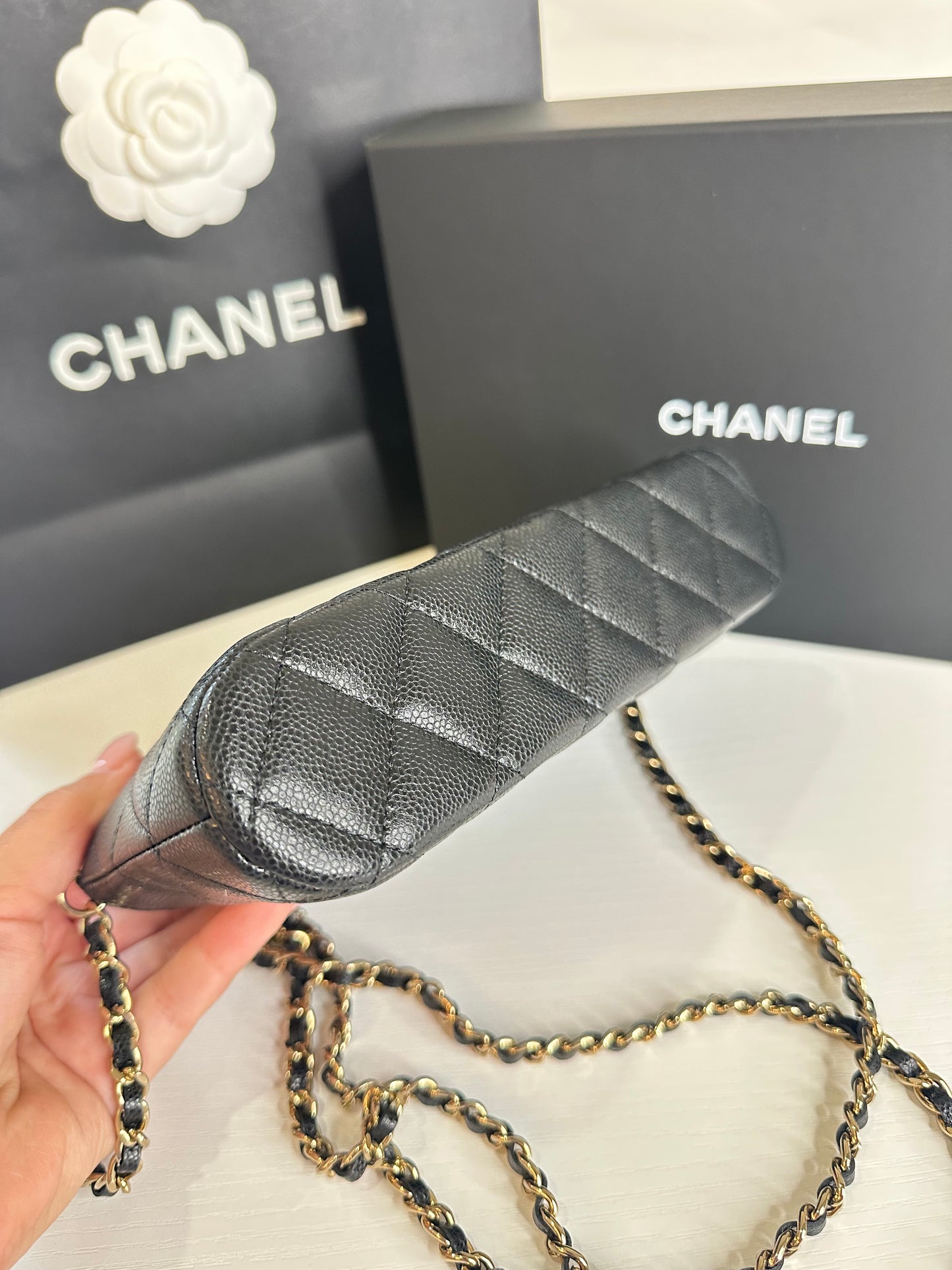 Chanel Caviar Classic Clutch on Chain
