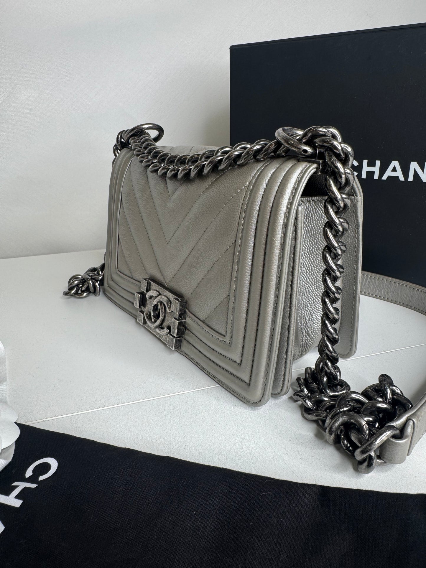 Chanel Caviar Boy Small