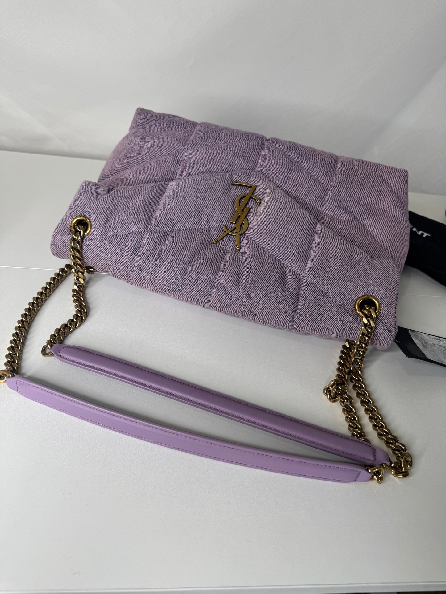 YSL Denim Puffer Purple GHW
