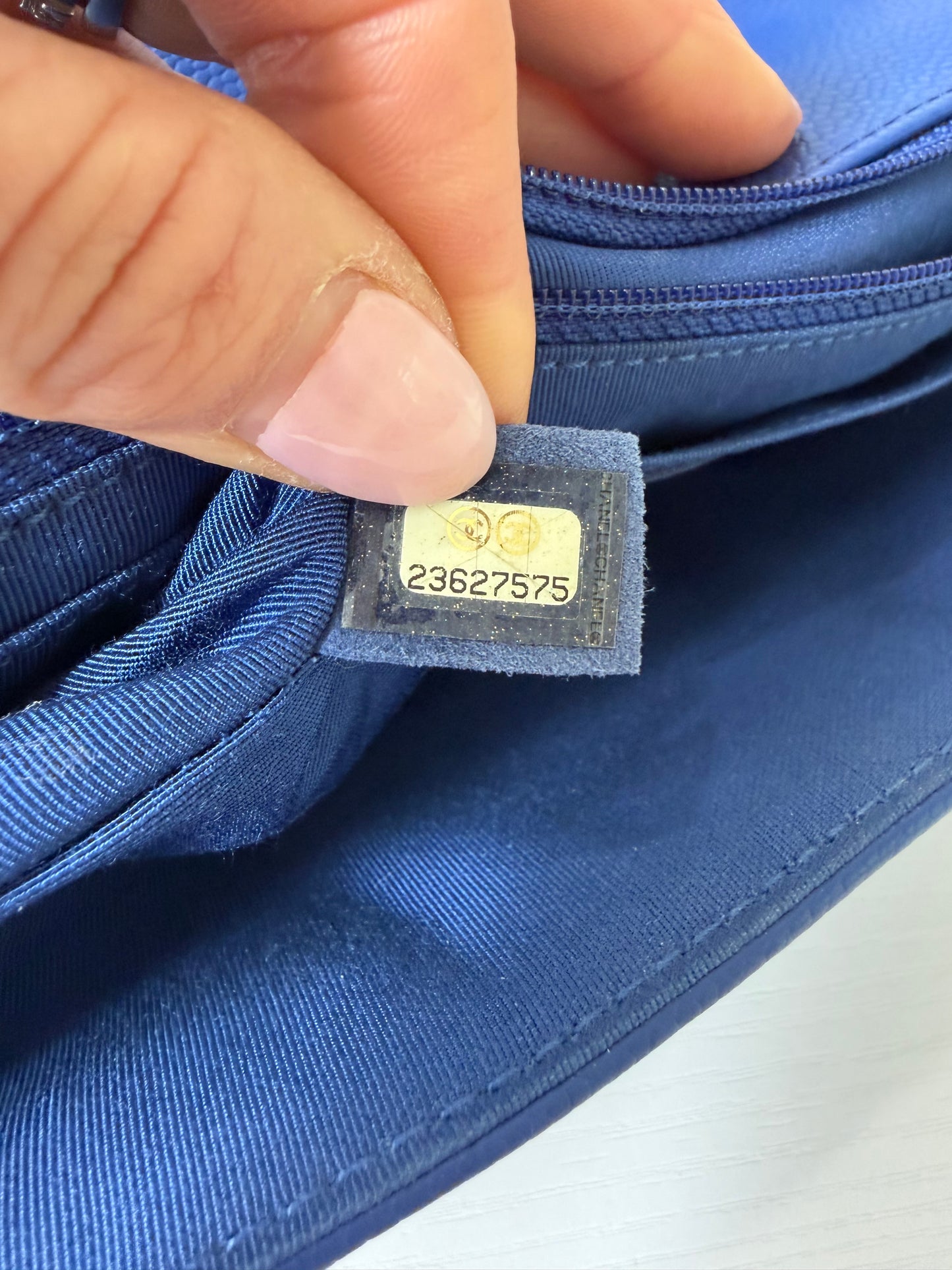 Chanel Caviar Chevron Single Flap Blue