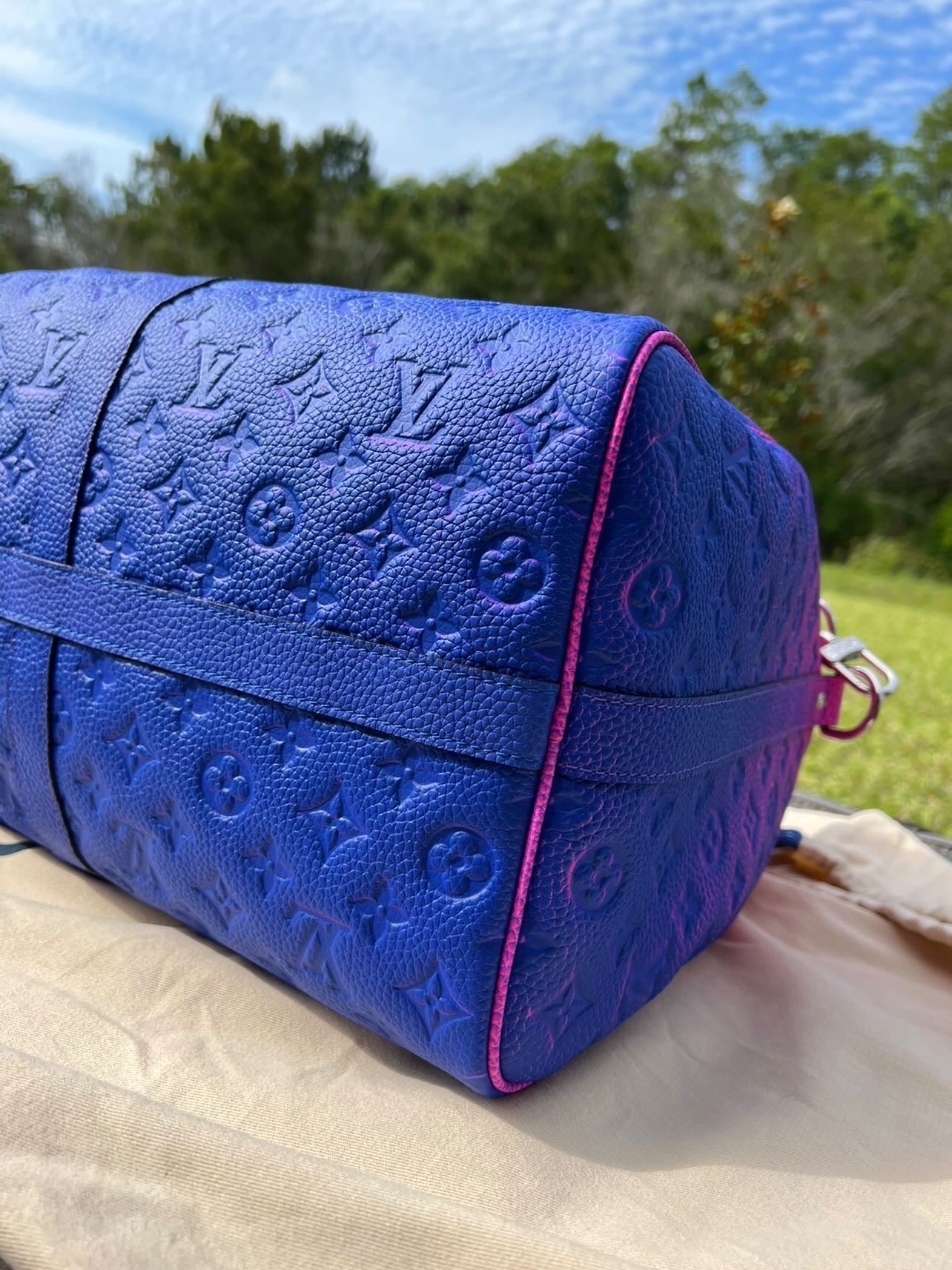 SOLD!! Limited Edition Super Rare Virgil Abloh Keepall 50 Taurillon Leather Illusion Pink/Blue