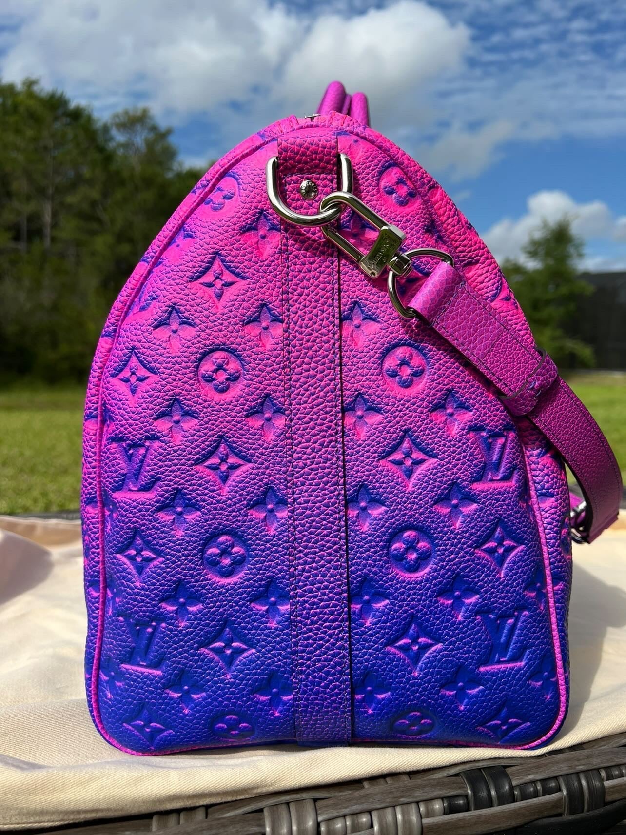 SOLD!! Limited Edition Super Rare Virgil Abloh Keepall 50 Taurillon Leather Illusion Pink/Blue