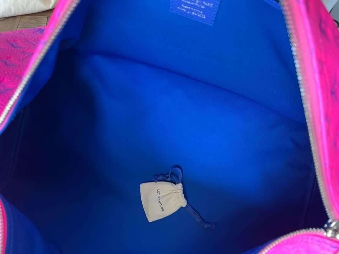 SOLD!! Limited Edition Super Rare Virgil Abloh Keepall 50 Taurillon Leather Illusion Pink/Blue