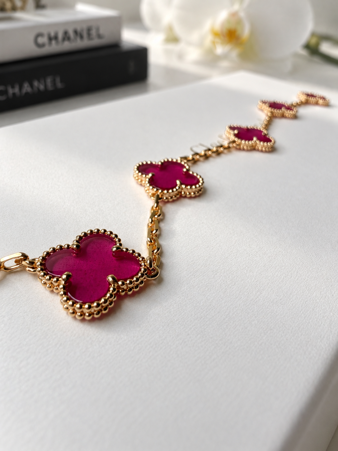 VCA 5 Motif Pink Enamel Bracelet