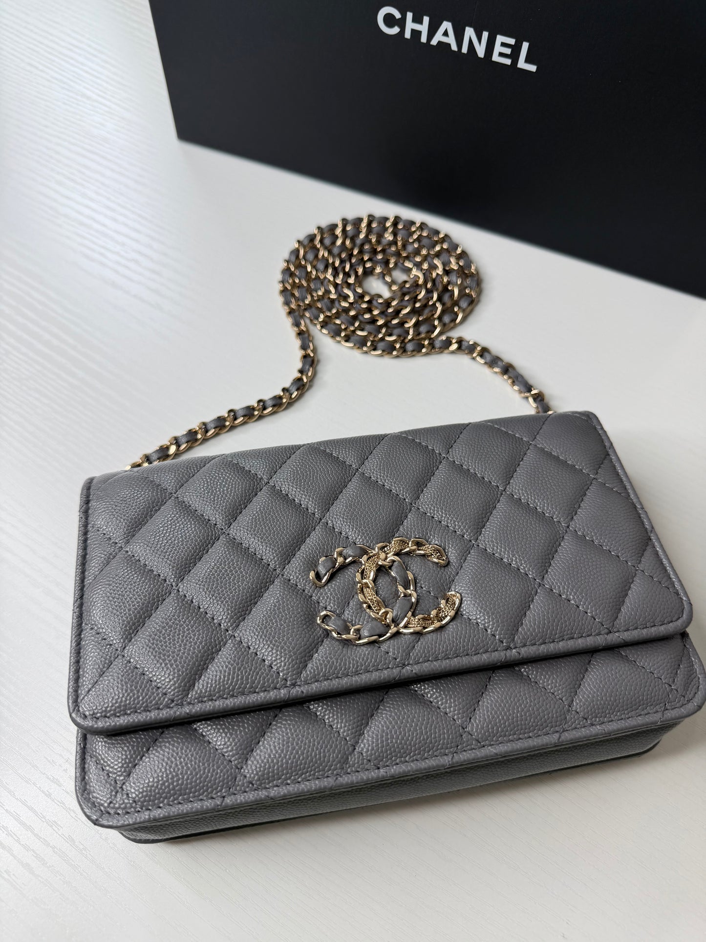 Chanel Grey Caviar WOC