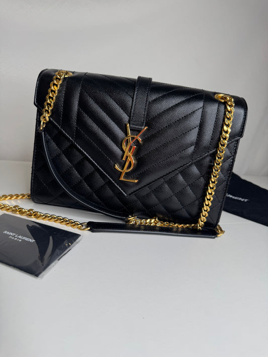 YSL Medium Envelope Grained