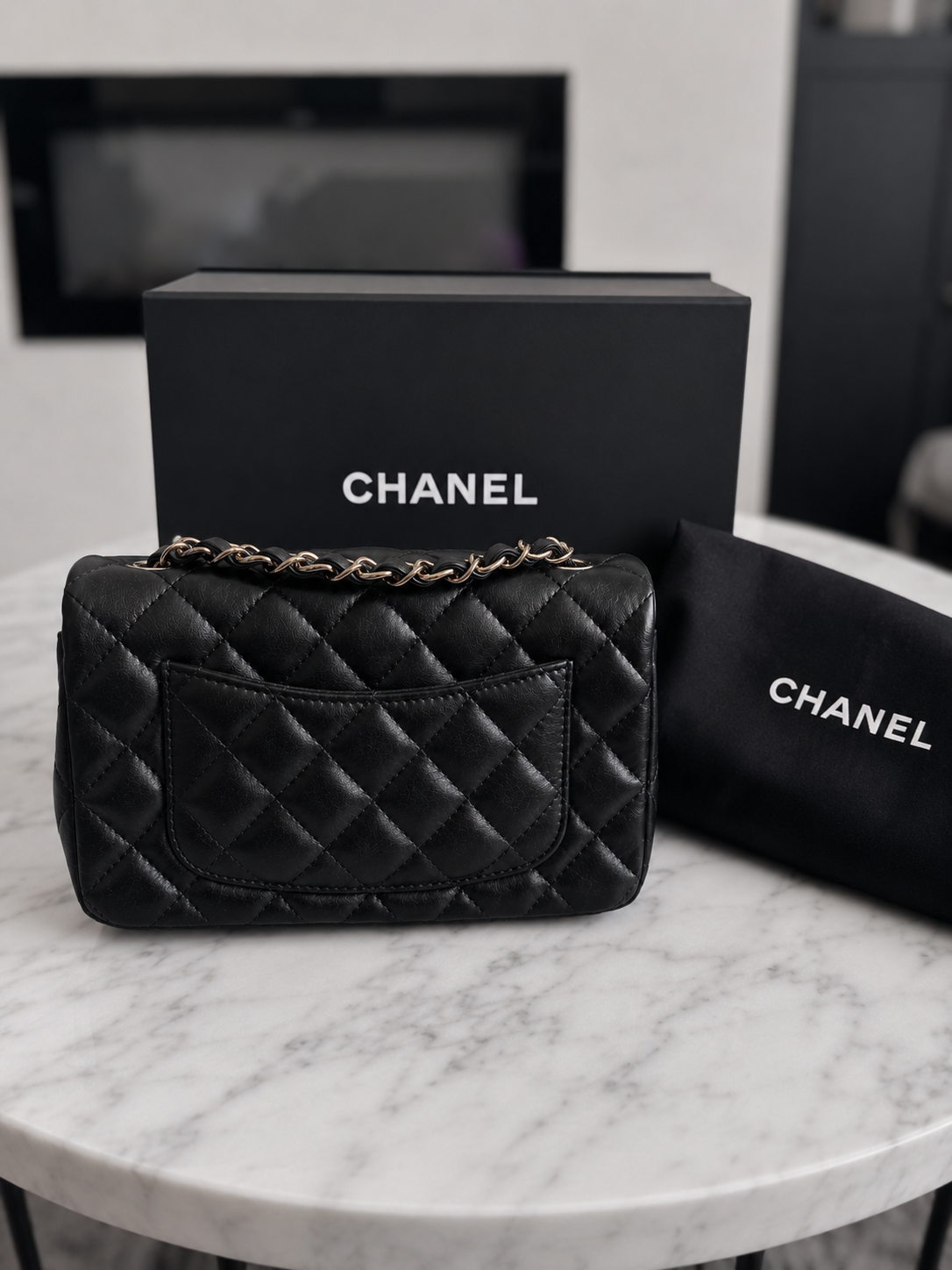 Chanel Mini Lambskin BLK GHW