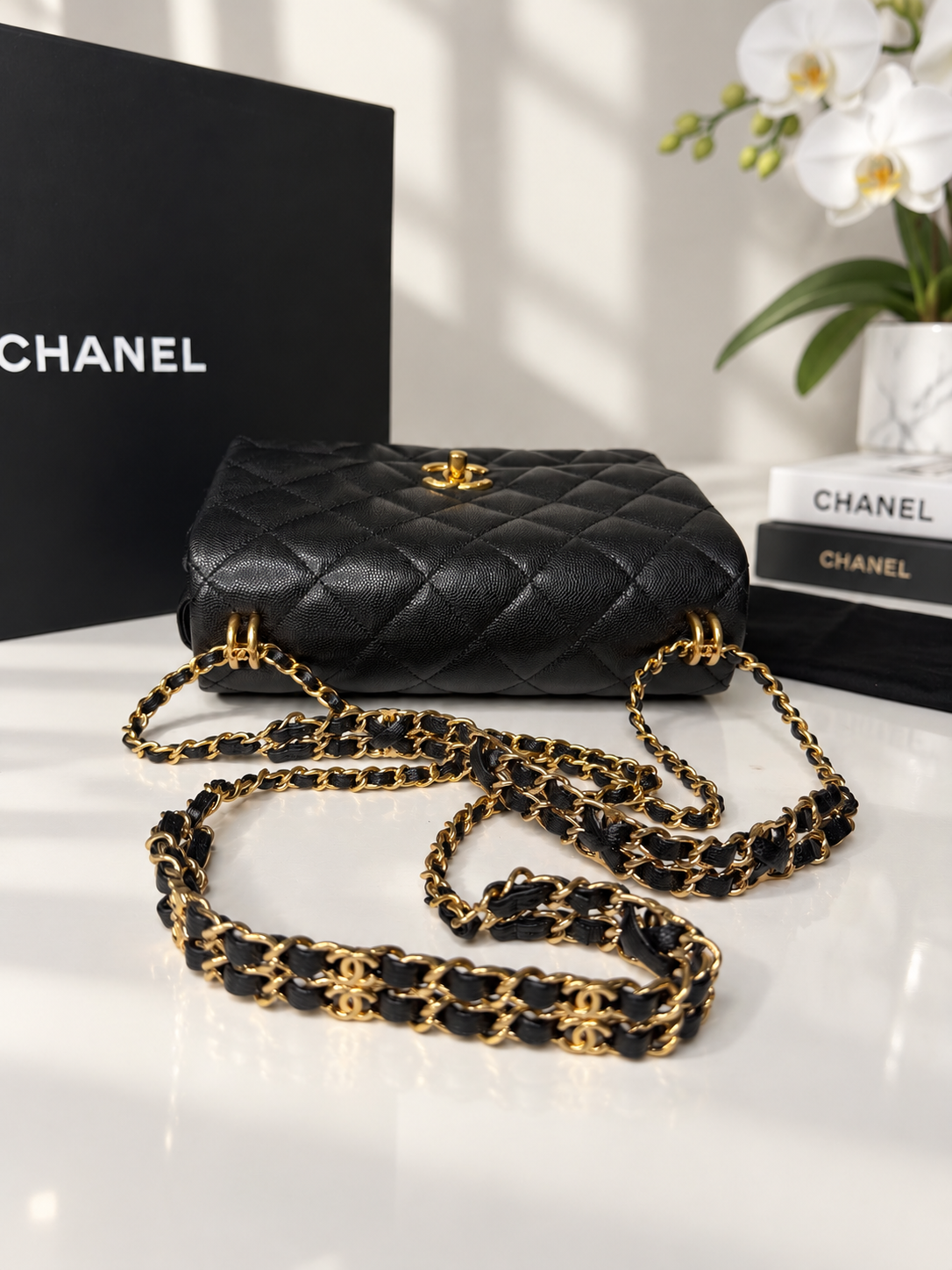 Caviar Quilted Coco First Flap Black