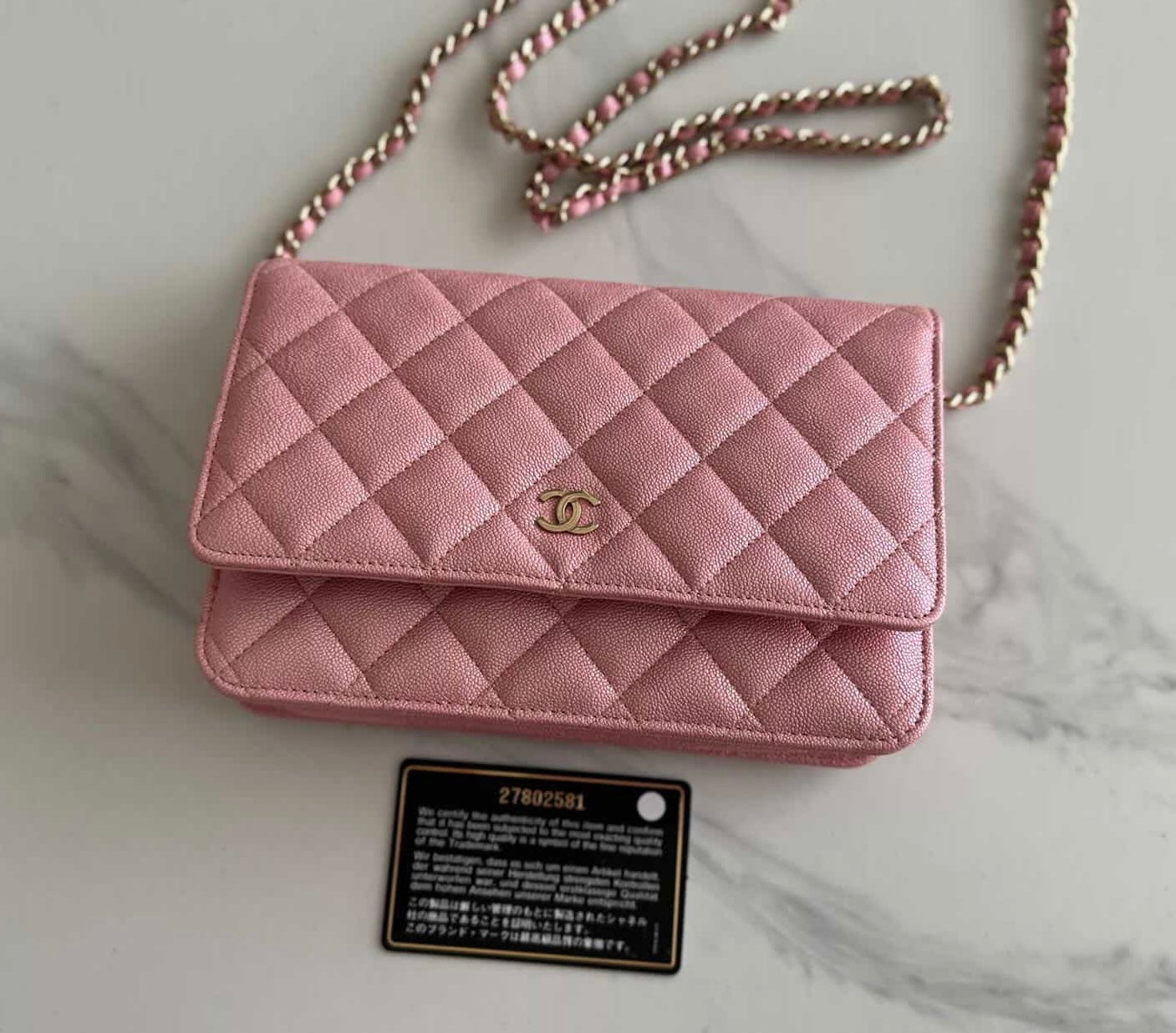 Chanel Caviar Iridescent WOC Pink