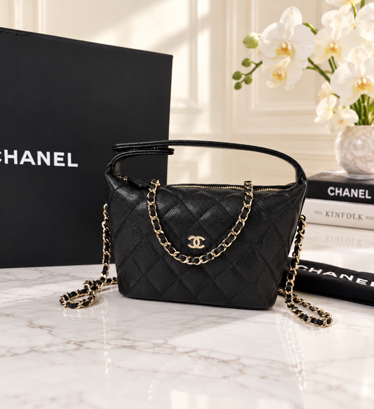 Chanel Caviar Hobo Clutch with Chain