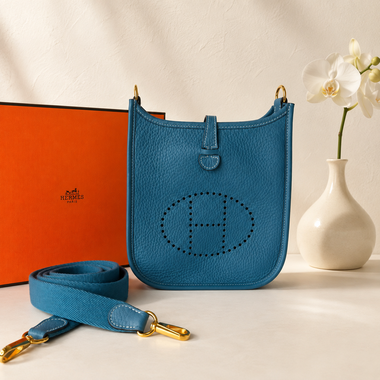 Hermes Evelyn TPM Blue Jean