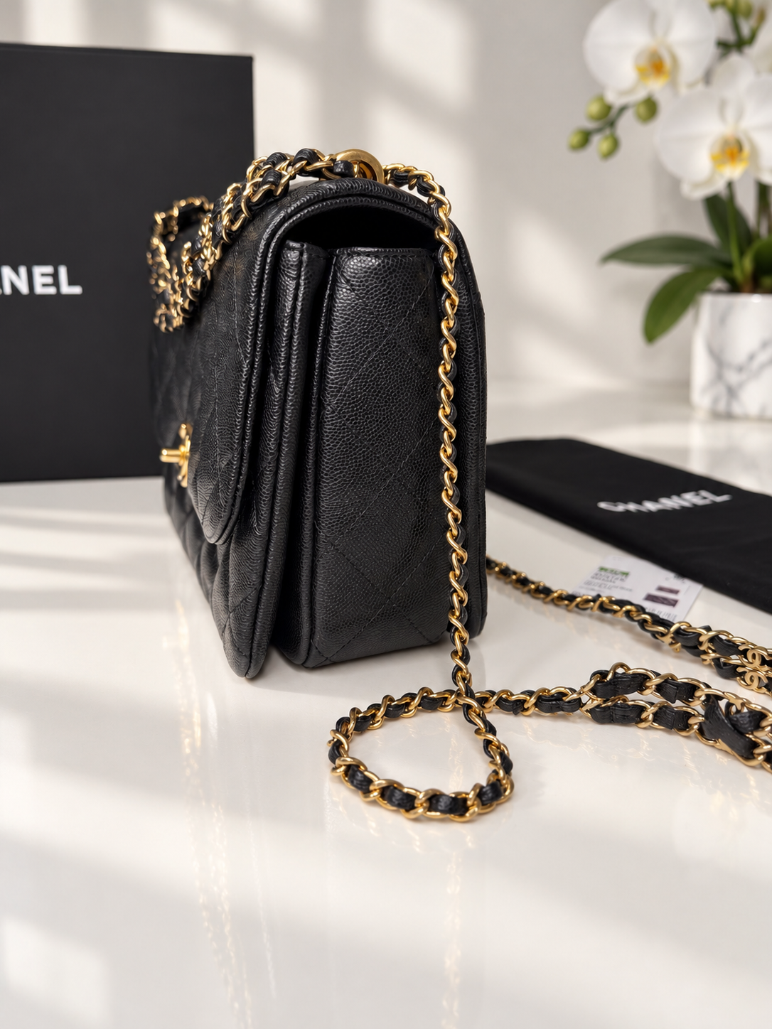 Caviar Quilted Coco First Flap Black