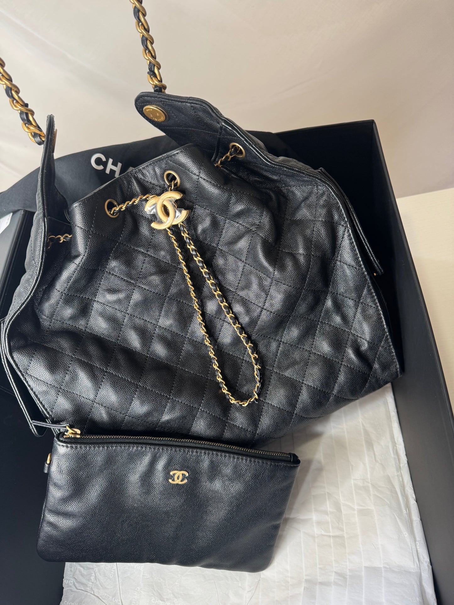 Chanel 25 Medium Black GHW