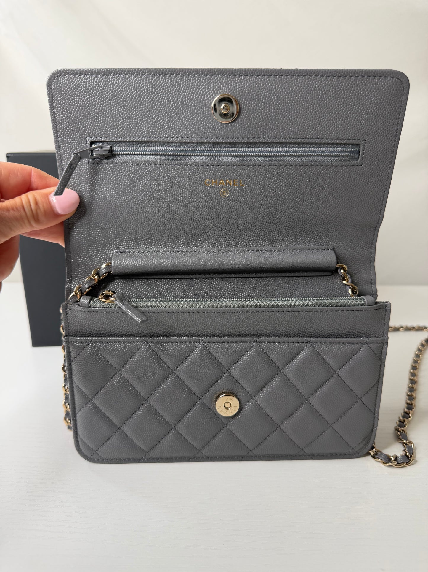 Chanel Grey Caviar WOC