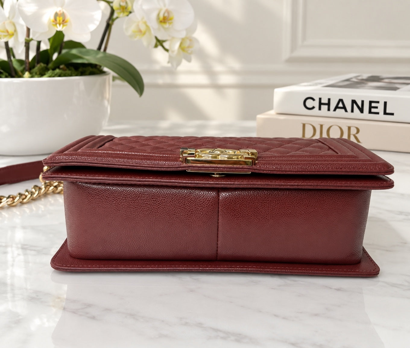 Chanel Caviar Boy Brown