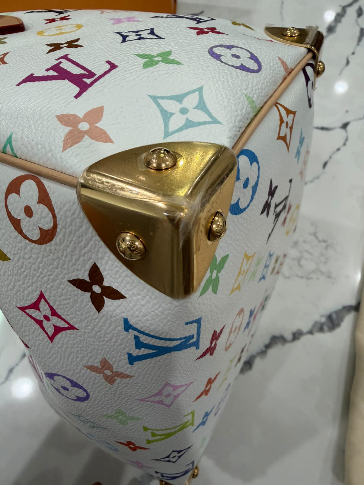 LV X TM Monogram Multicolor Speedy Bandouliere 25 White