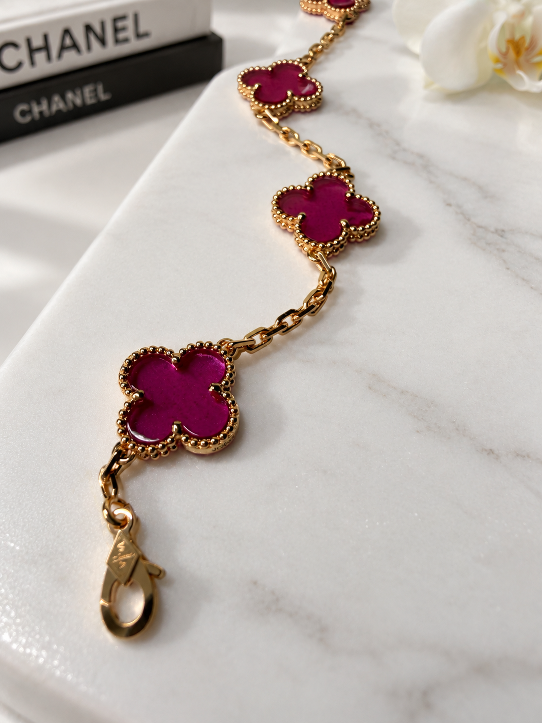 VCA 5 Motif Pink Enamel Bracelet
