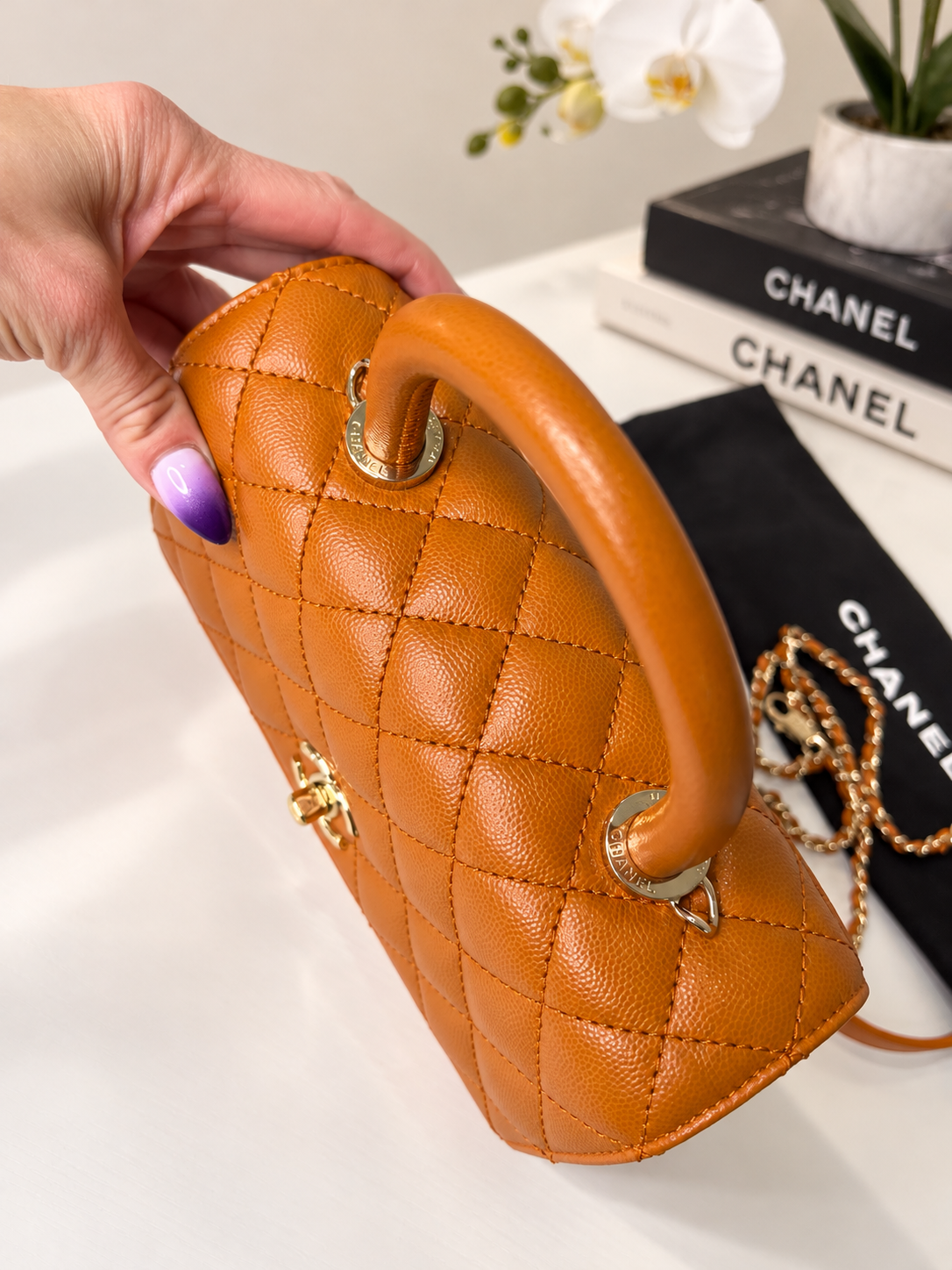 Chanel Caviar Top Handle Small     Re-waffle