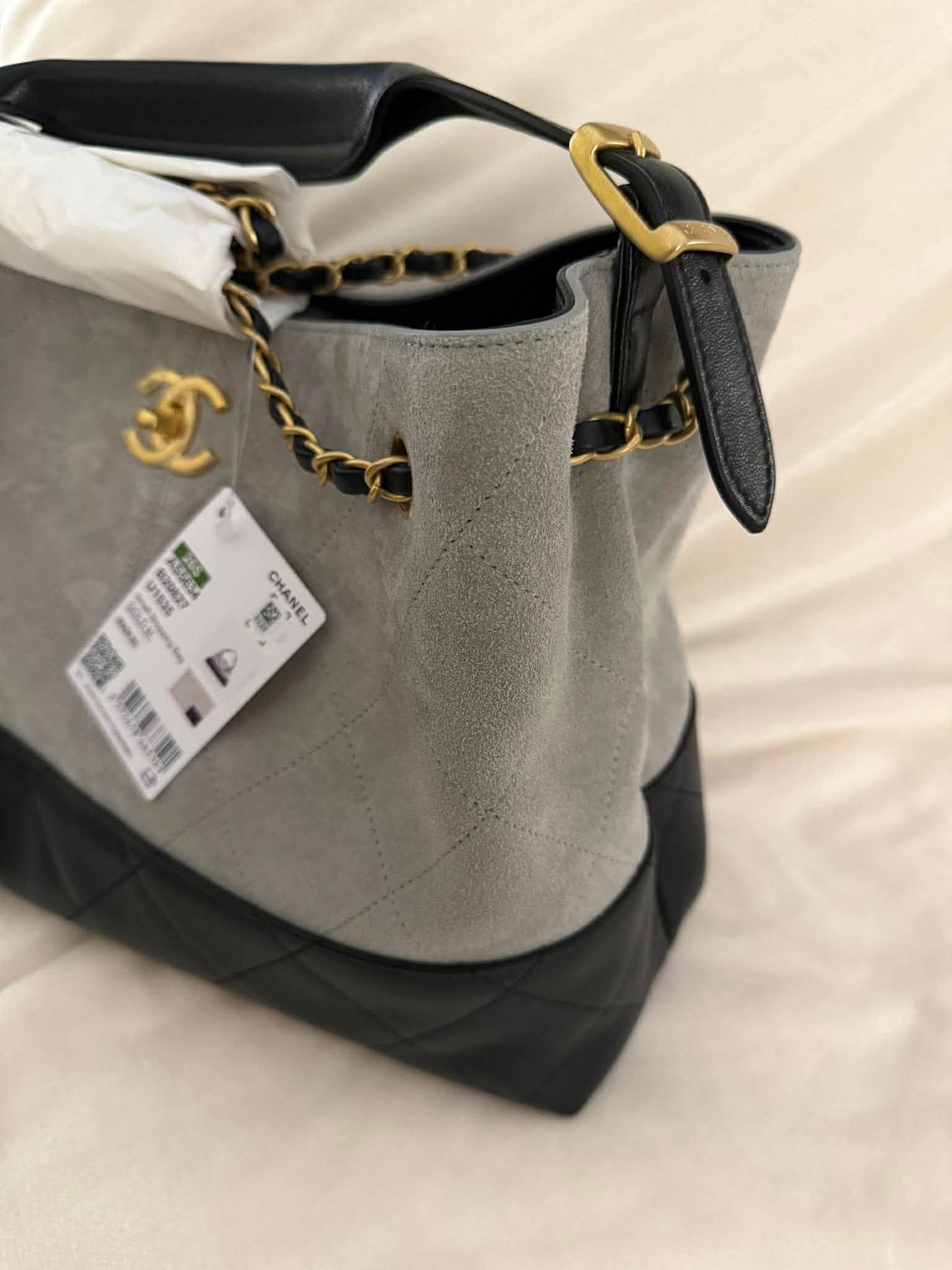 Chanel Hobo Suede Shopping Tote