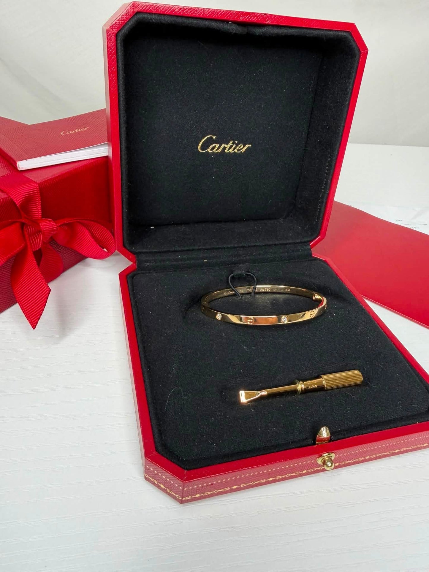 Cartier 6 Diamond Love Bracelet Small YG Size 16