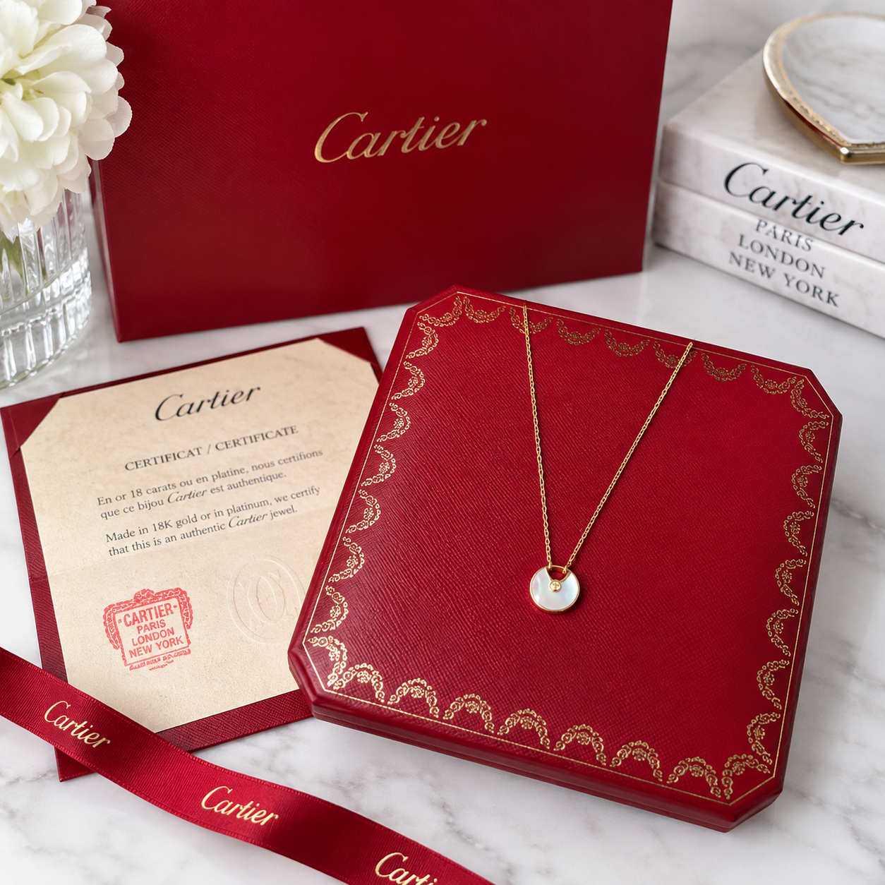 Cartier Amulette de Cartier Necklace Small Model 18K Gold MoP Diamond
