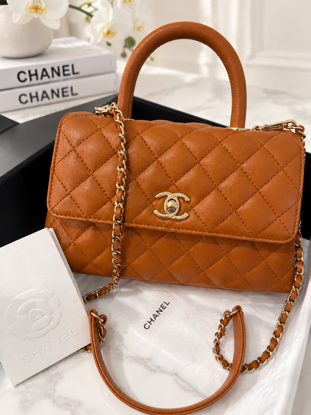 Chanel Caviar Top Handle Small     Re-waffle
