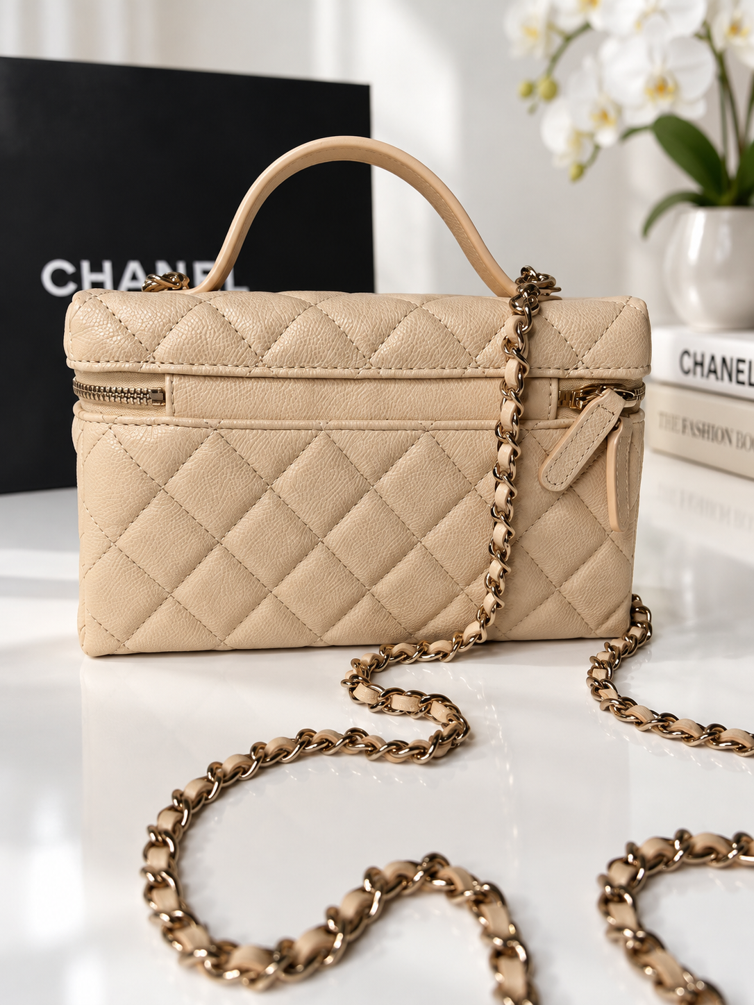 Chanel Caviar Slim Vanity Beige