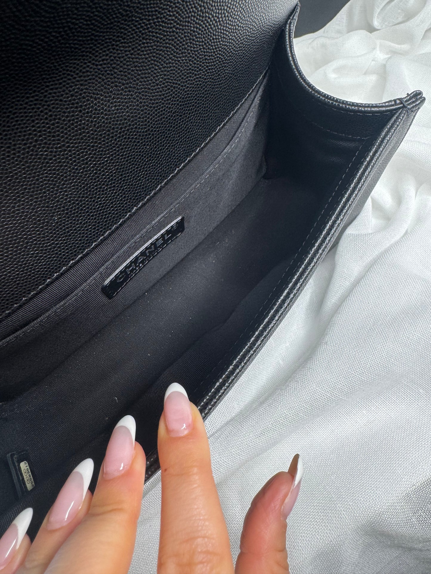 Chanel caviar Chevron boy medium SHW