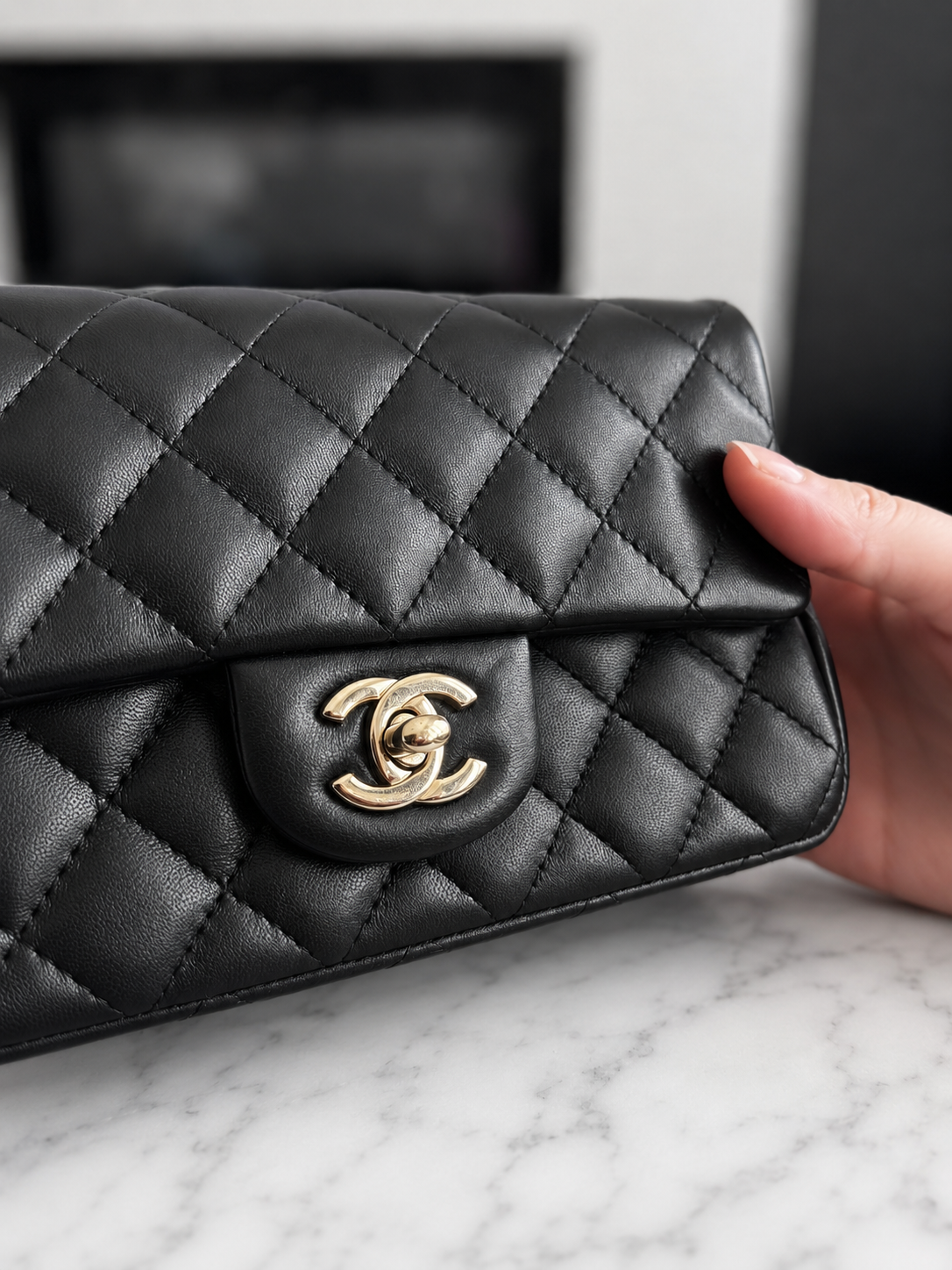 Chanel Mini Lambskin BLK GHW