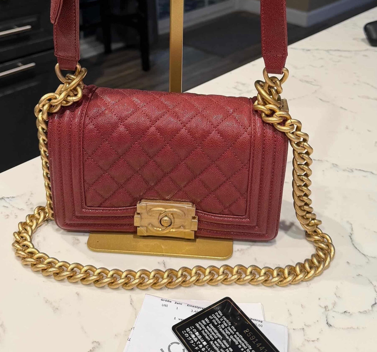 Chanel Caviar Boy Small Burgundy