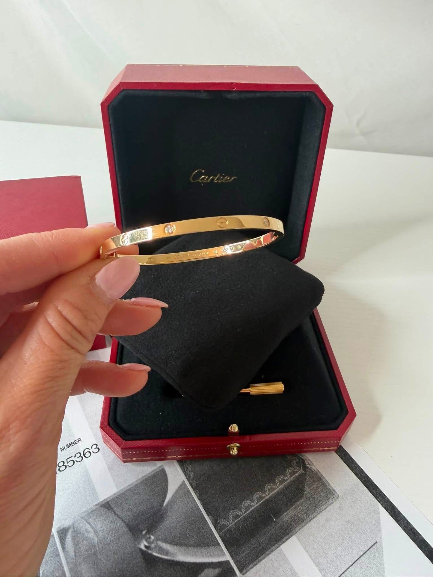 Cartier 6 Diamond Love Bracelet Small YG Size 16