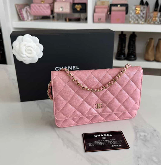 Chanel Caviar Iridescent WOC Pink