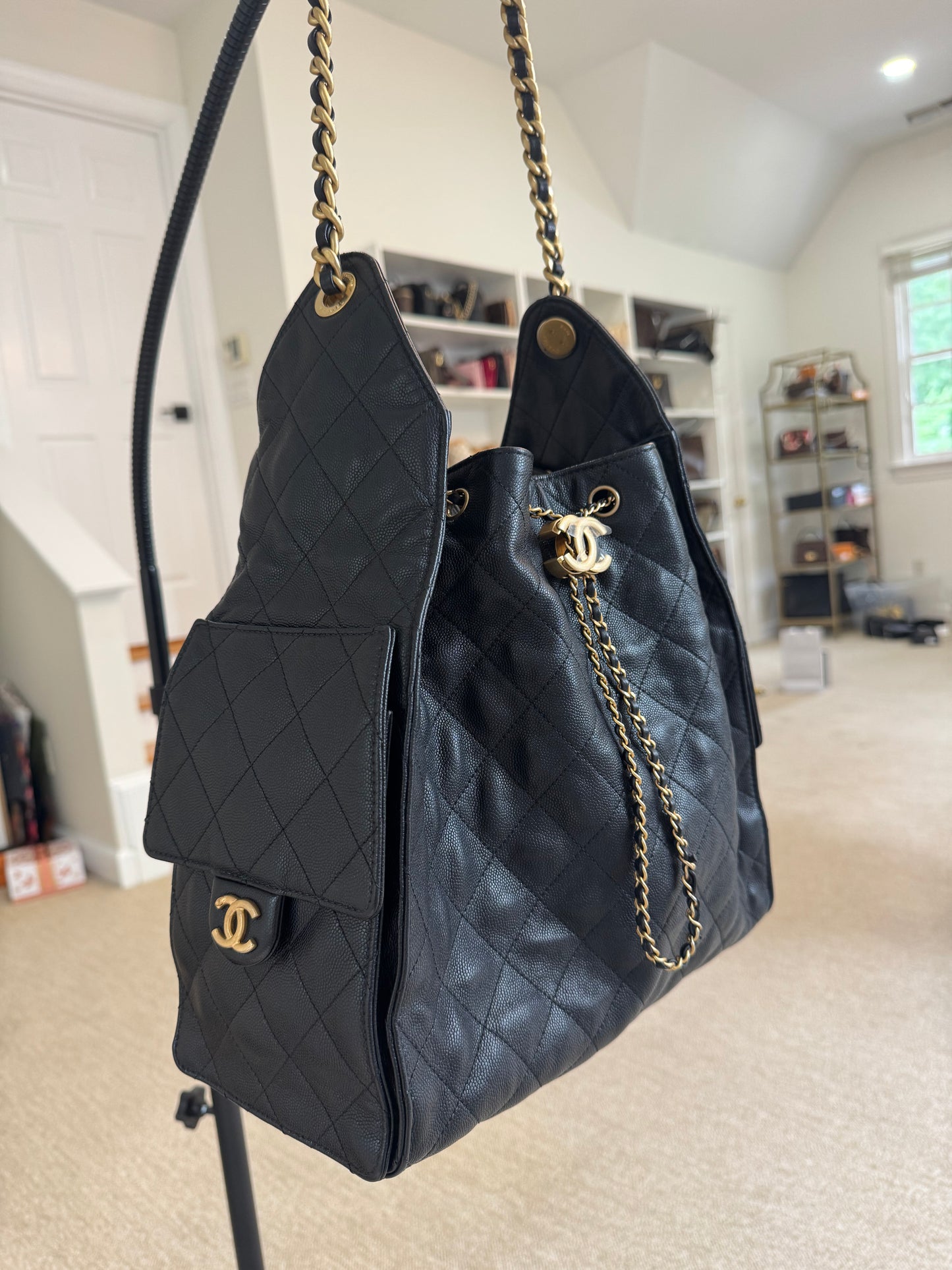 Chanel 25 Medium Black GHW