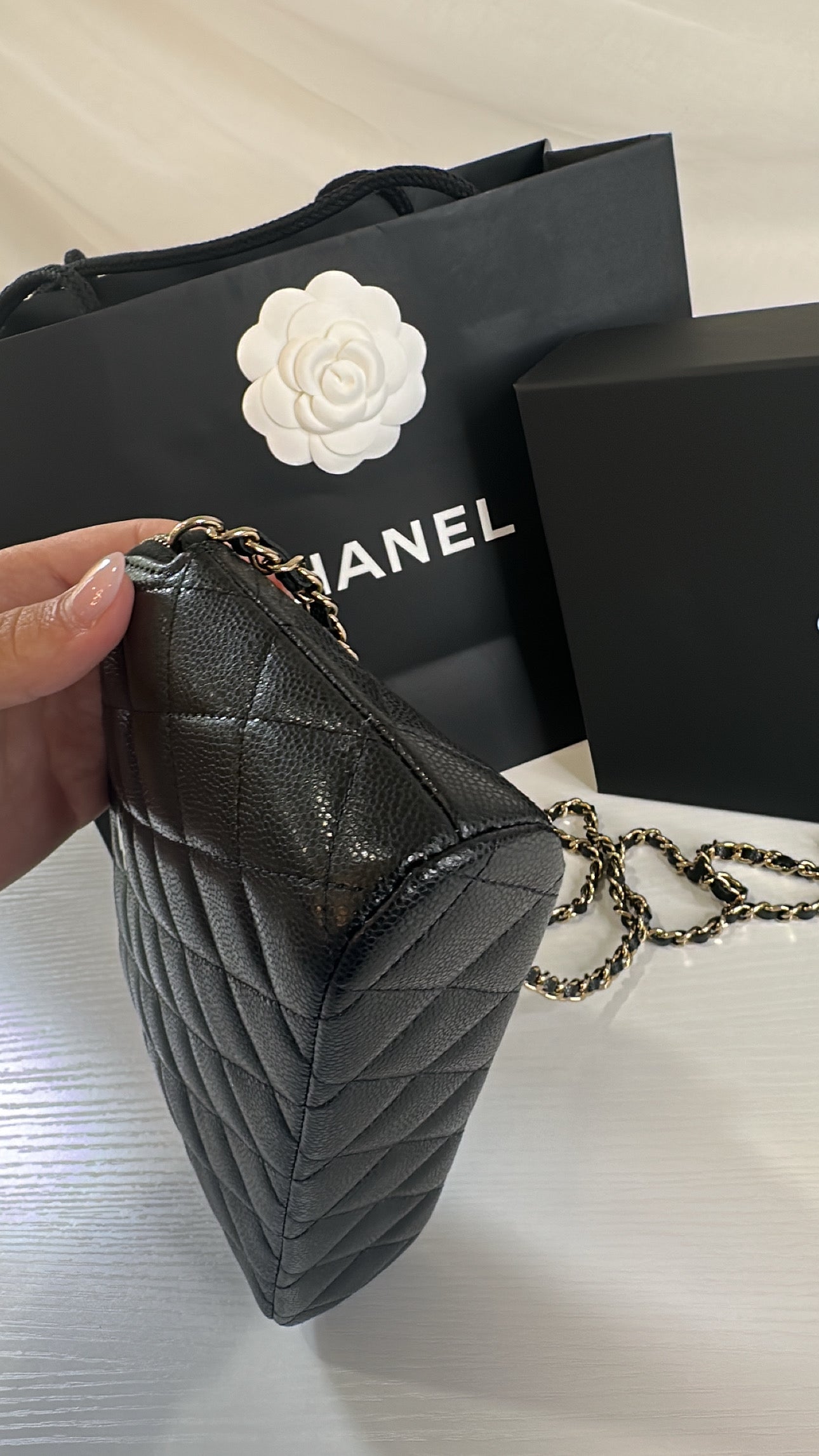 Chanel Caviar Classic Clutch on Chain