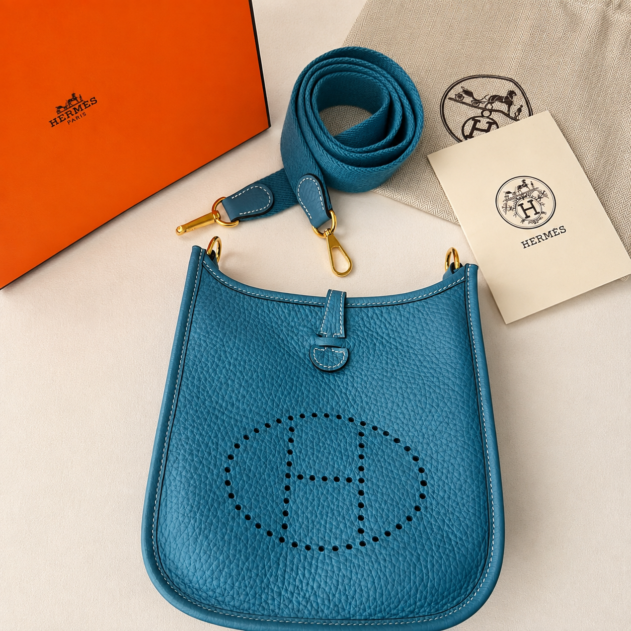 Hermes Evelyn TPM Blue Jean
