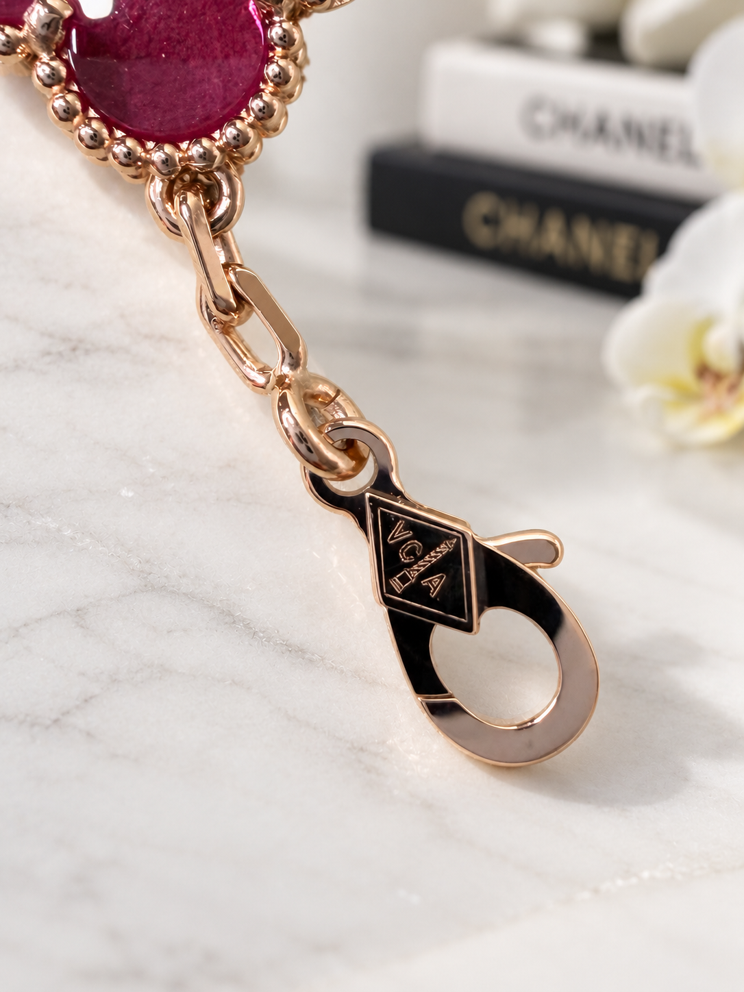 VCA 5 Motif Pink Enamel Bracelet
