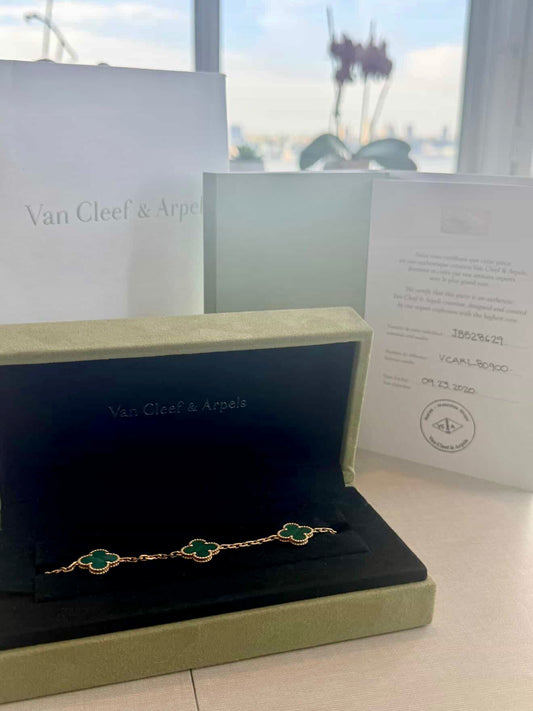 VCA 5 Motif Malachite Bracelet