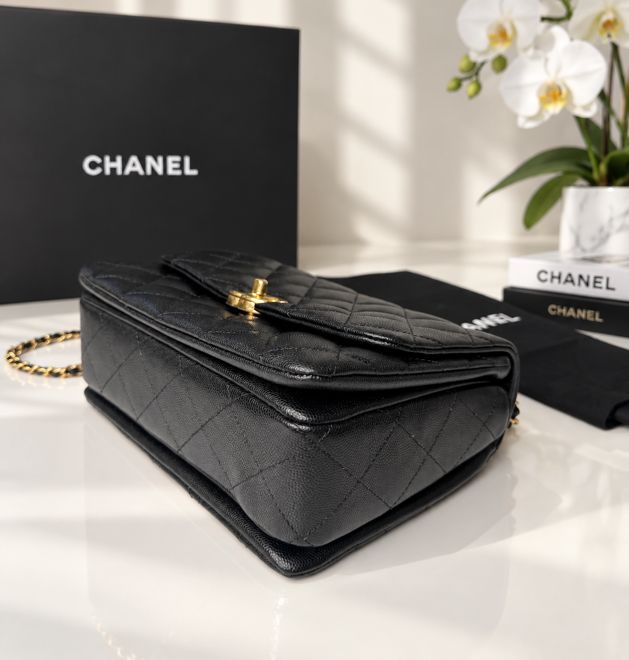 Caviar Quilted Coco First Flap Black