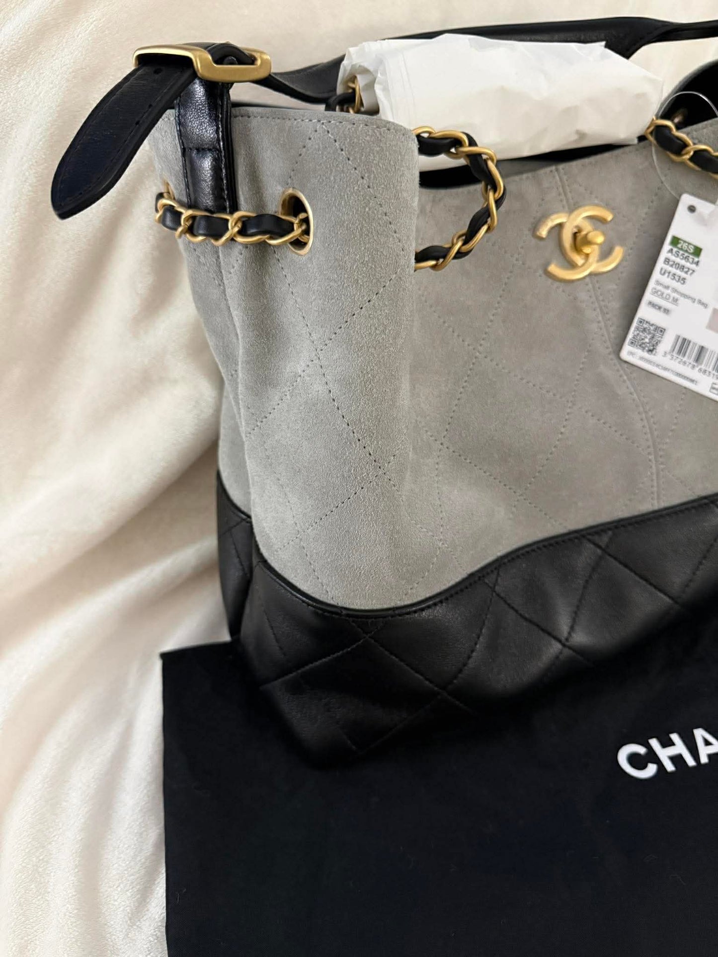Chanel Hobo Suede Shopping Tote
